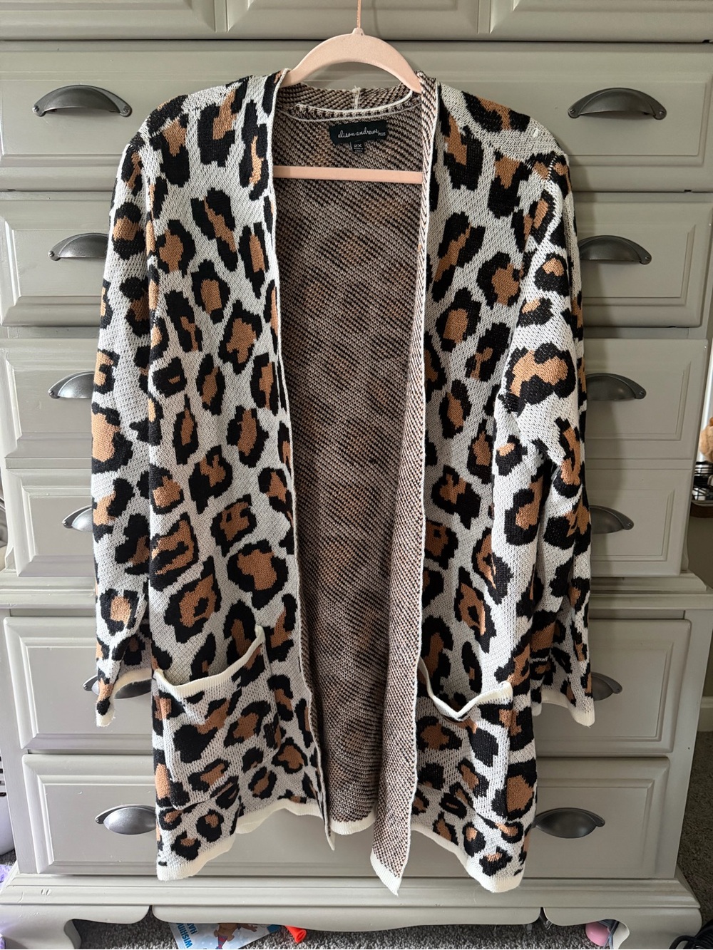 Open-Front Leopard Print Cardigan Sweater - Brown/Black/White